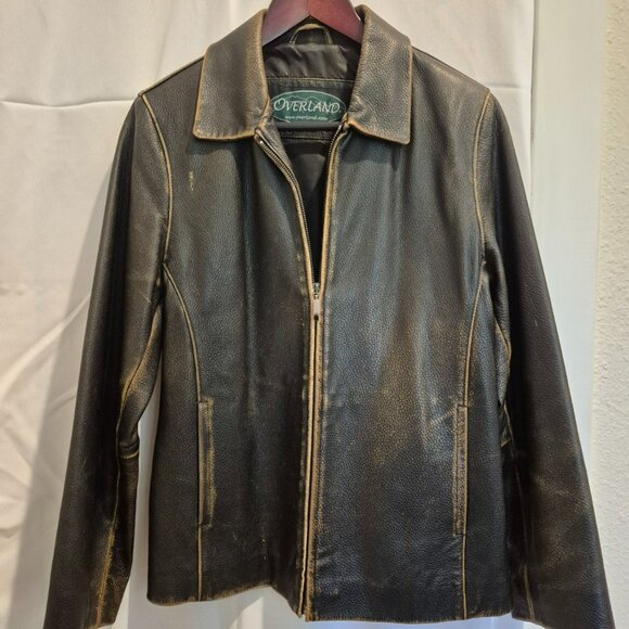 Overland Leather Jacket, Dark Brown, Vintage - Picture 1 of 7
